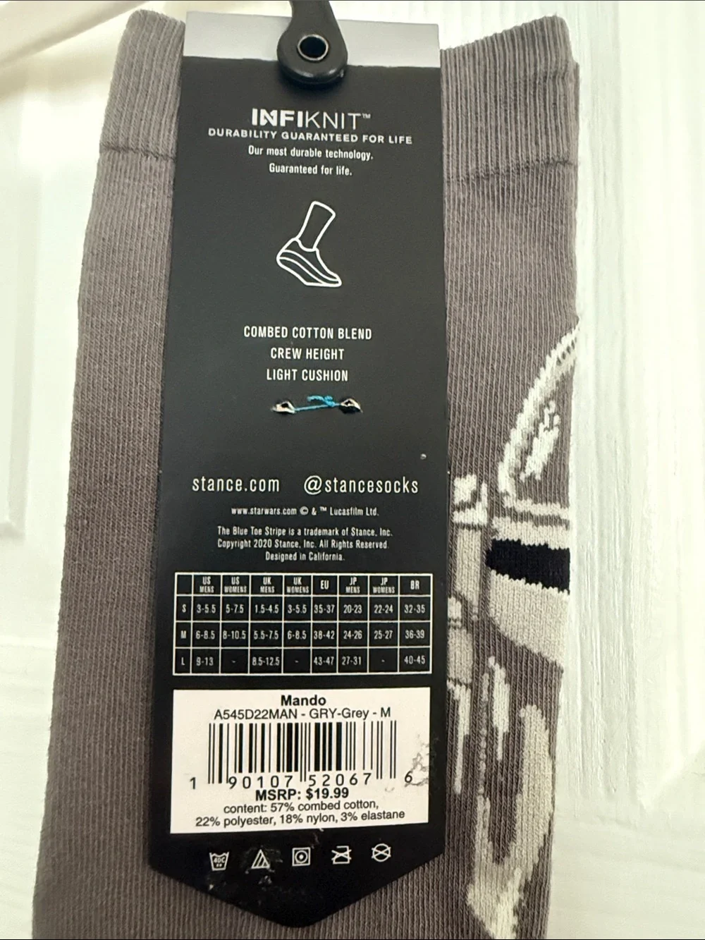 Stance Star Wars Kylo Ren Crew Socks - Gray with Blue Accent